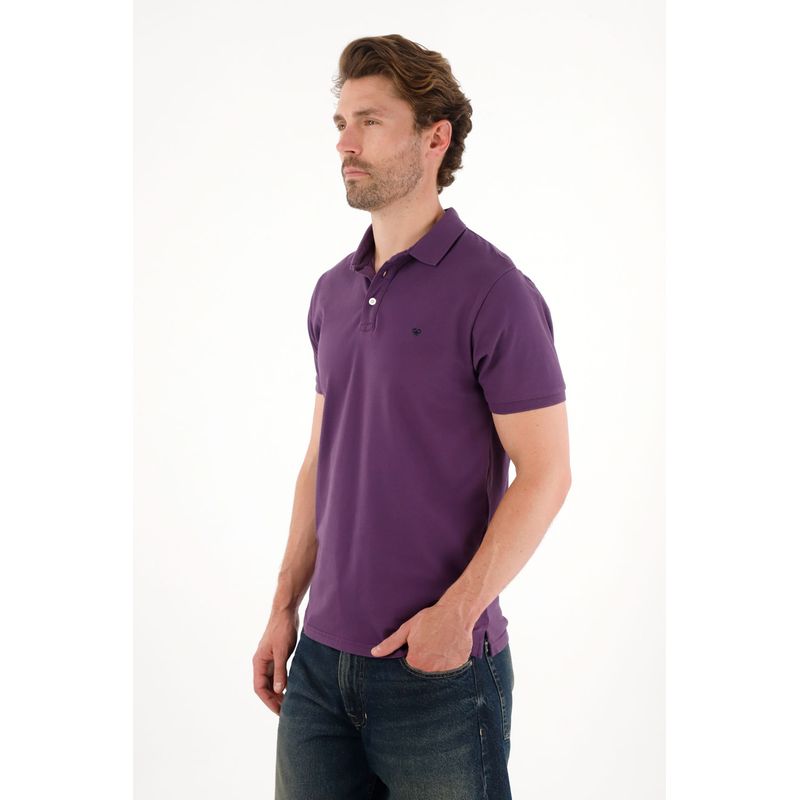 TENNIS - Polo en tela piqué licra morada para hombre