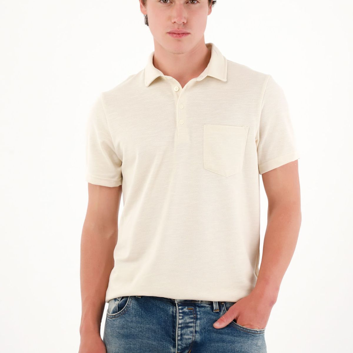 TENNIS - Camiseta polo manga corta crudo para hombre