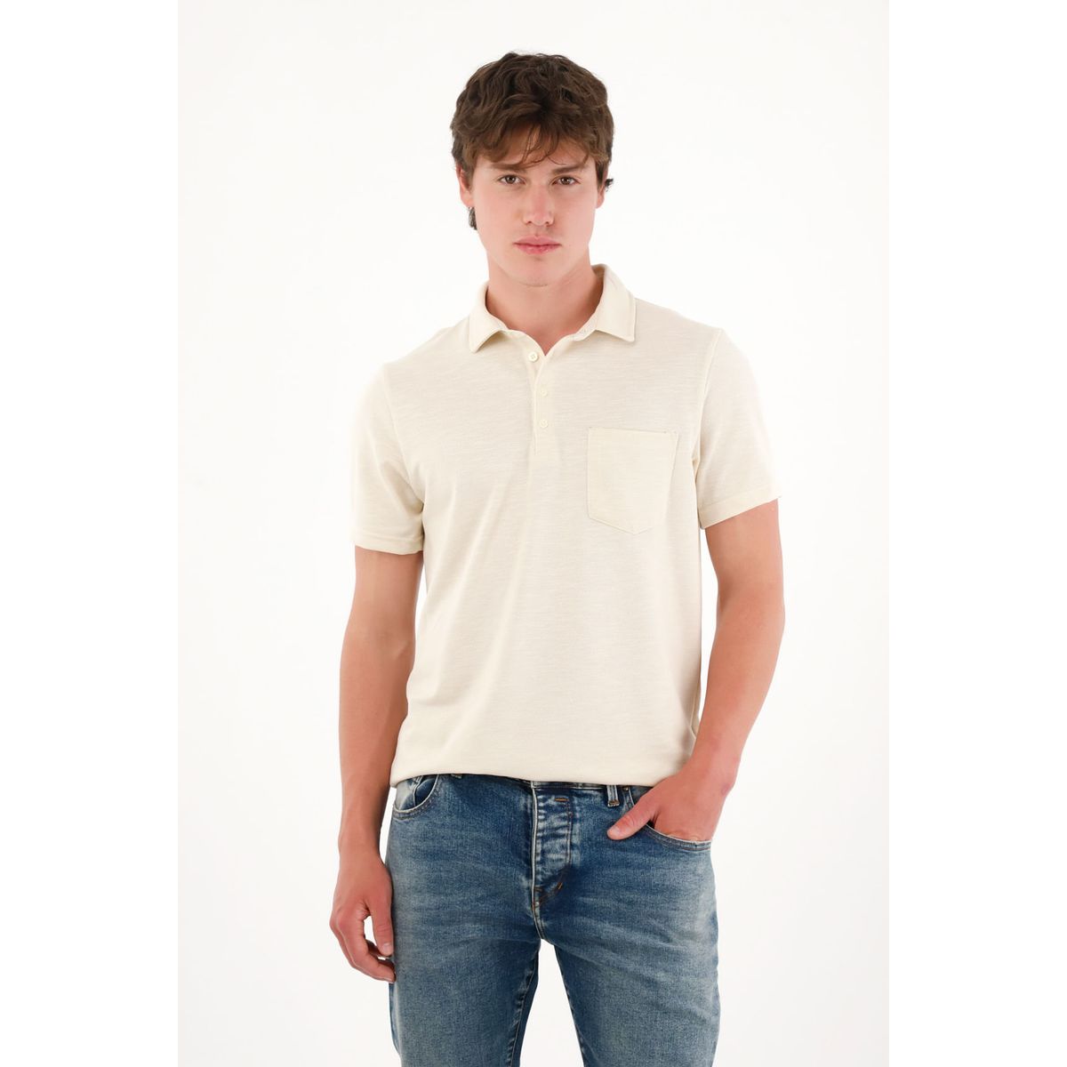 TENNIS - Camiseta polo manga corta crudo para hombre