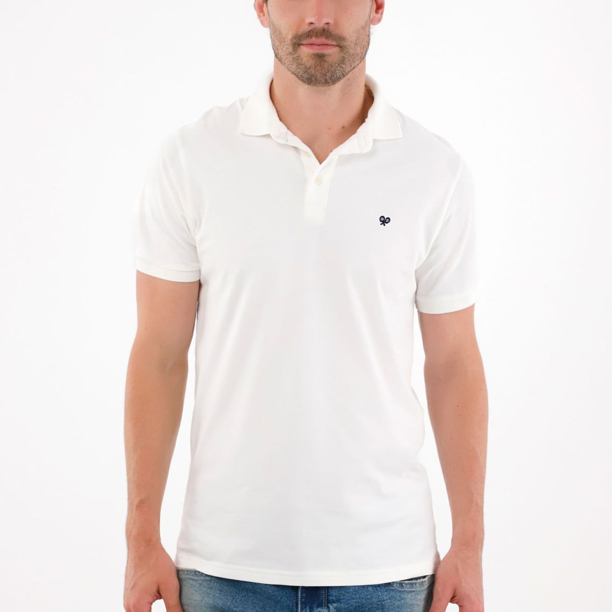 TENNIS - Polo en tela piqué licra crudo para hombre