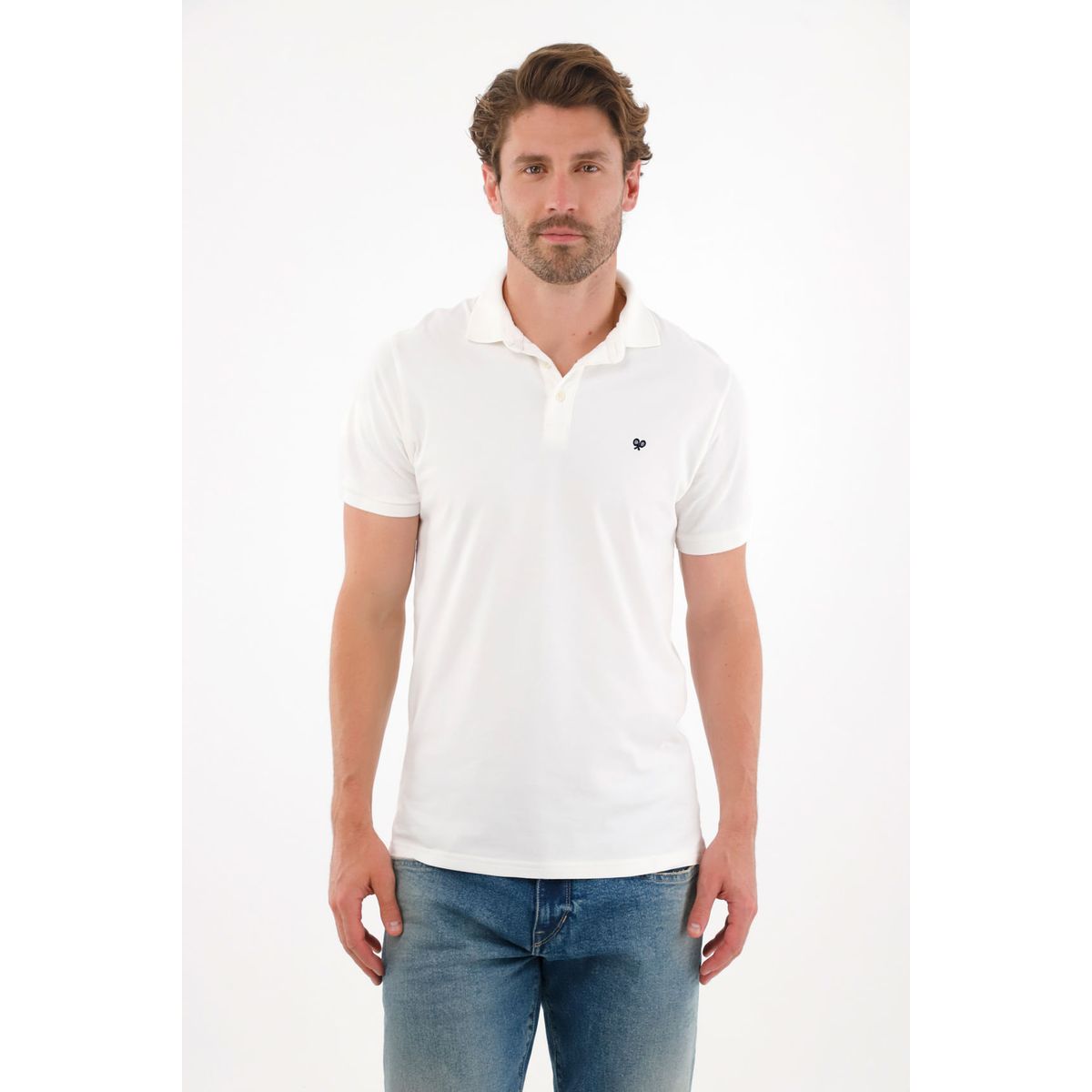 TENNIS - Polo en tela piqué licra crudo para hombre