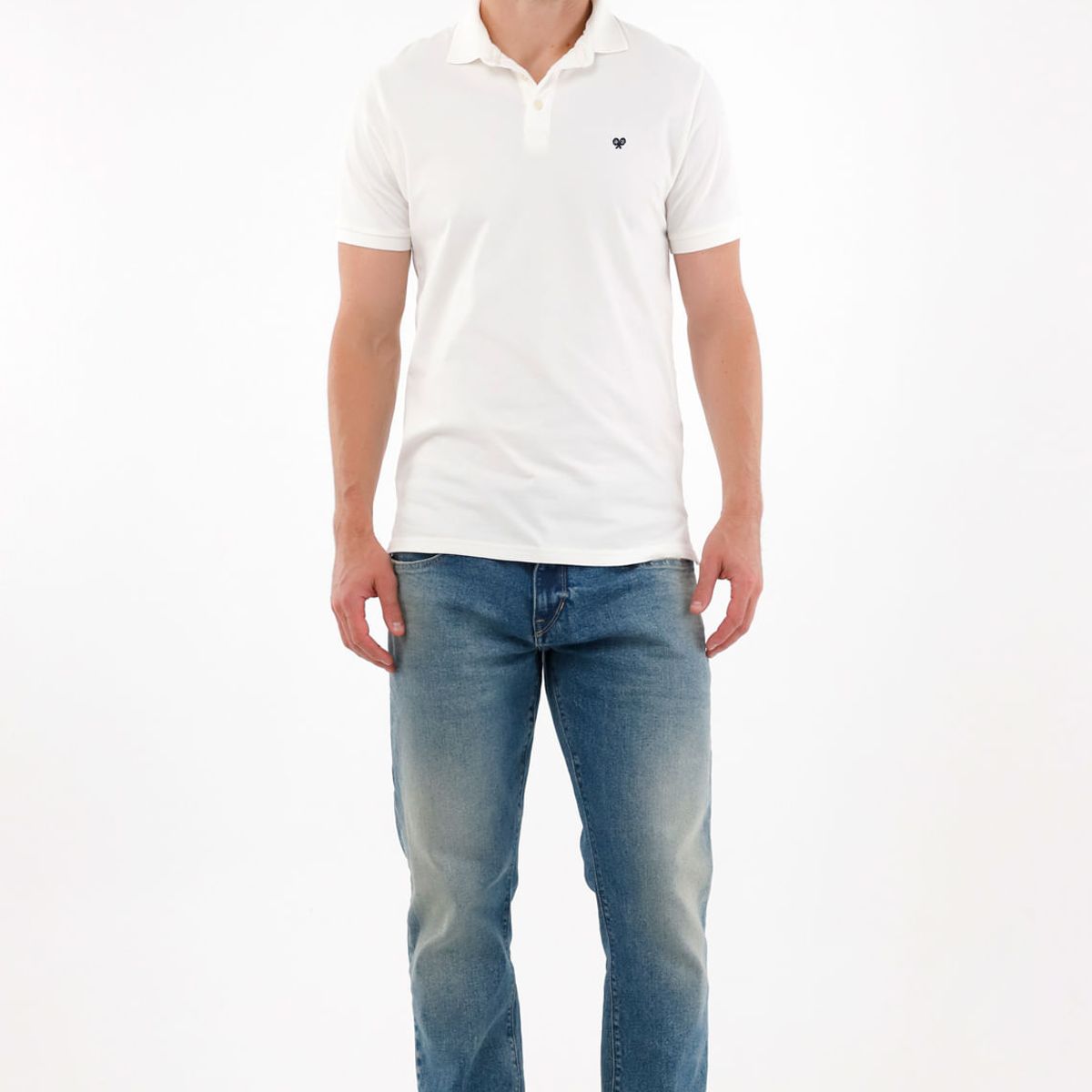 TENNIS - Polo en tela piqué licra crudo para hombre