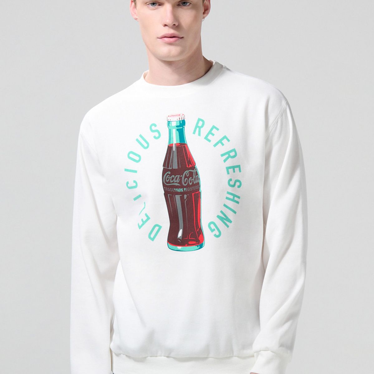 KOAJ - KOAJ Buzo de Coca-Cola crema claro con cuello redondo Hombre