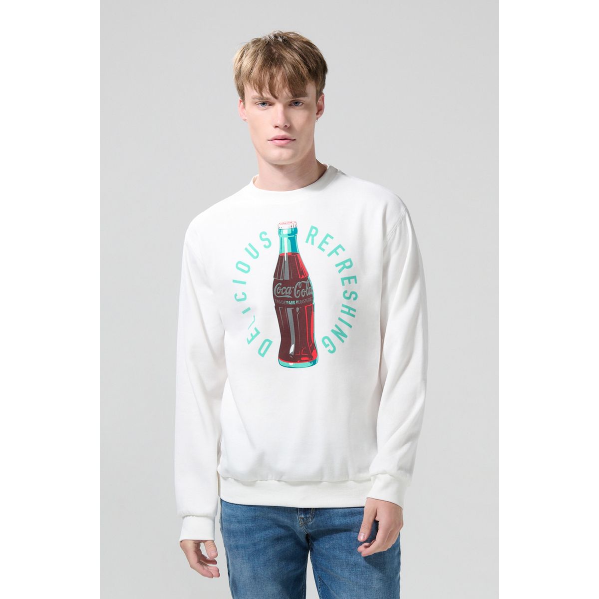 KOAJ - KOAJ Buzo de Coca-Cola crema claro con cuello redondo Hombre