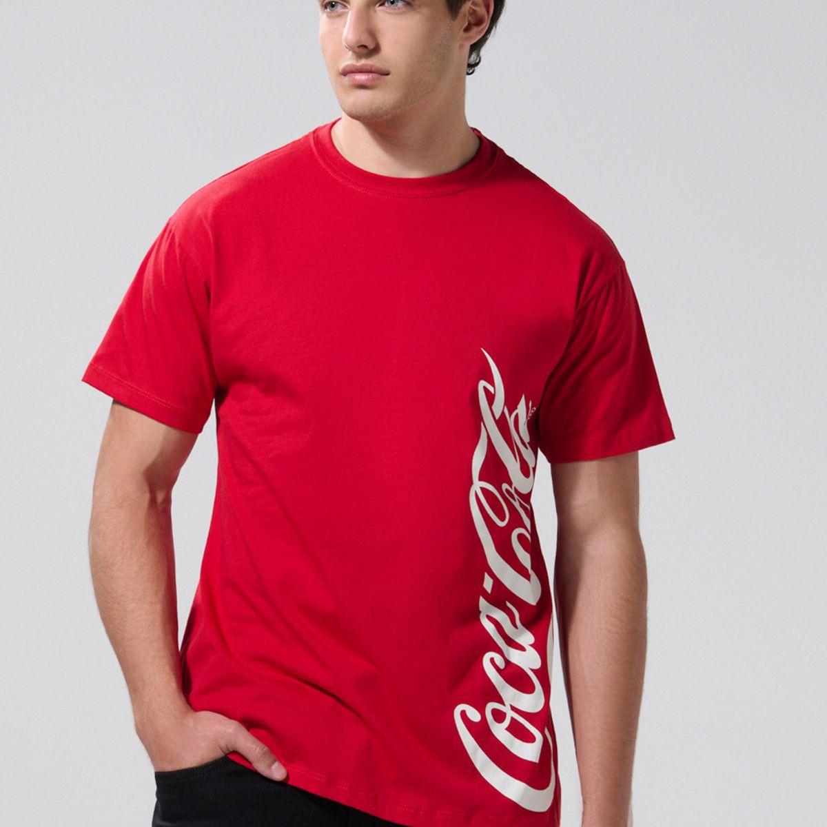 KOAJ - KOAJ Camiseta roja de Cocacola con cuello redondo Hombre
