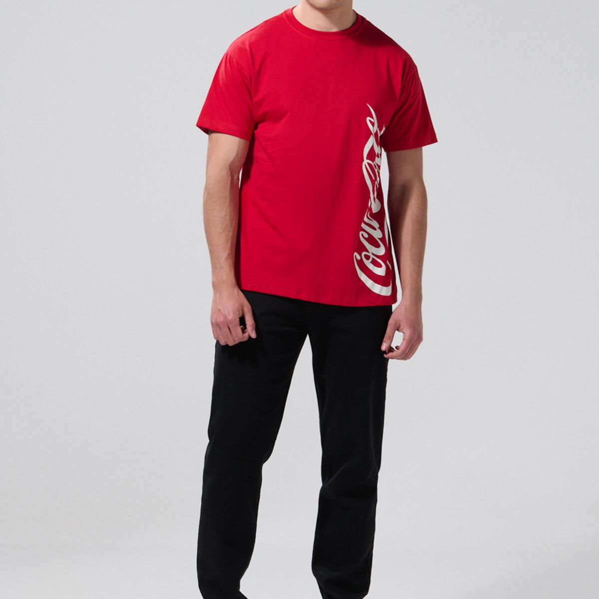 KOAJ - KOAJ Camiseta roja de Cocacola con cuello redondo Hombre