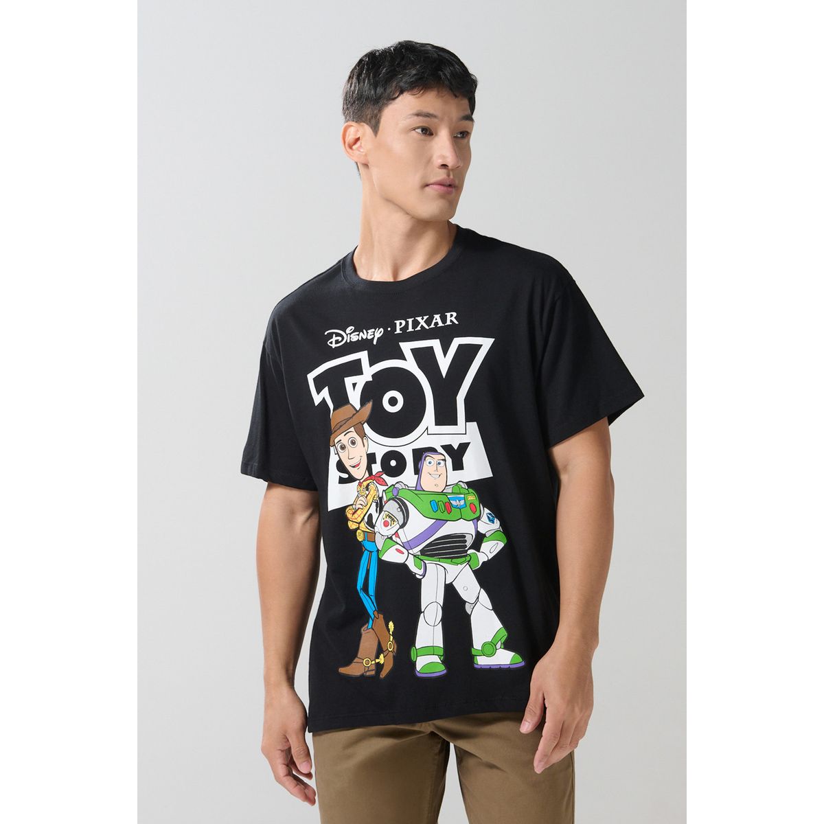 KOAJ - KOAJ Camiseta oversize negra manga corta de Toy Story Hombre