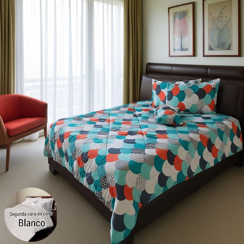 VOYPRE - Edredón Estampado-Unicolor Grueso Tamaño Doble Globos Colores - Blanco