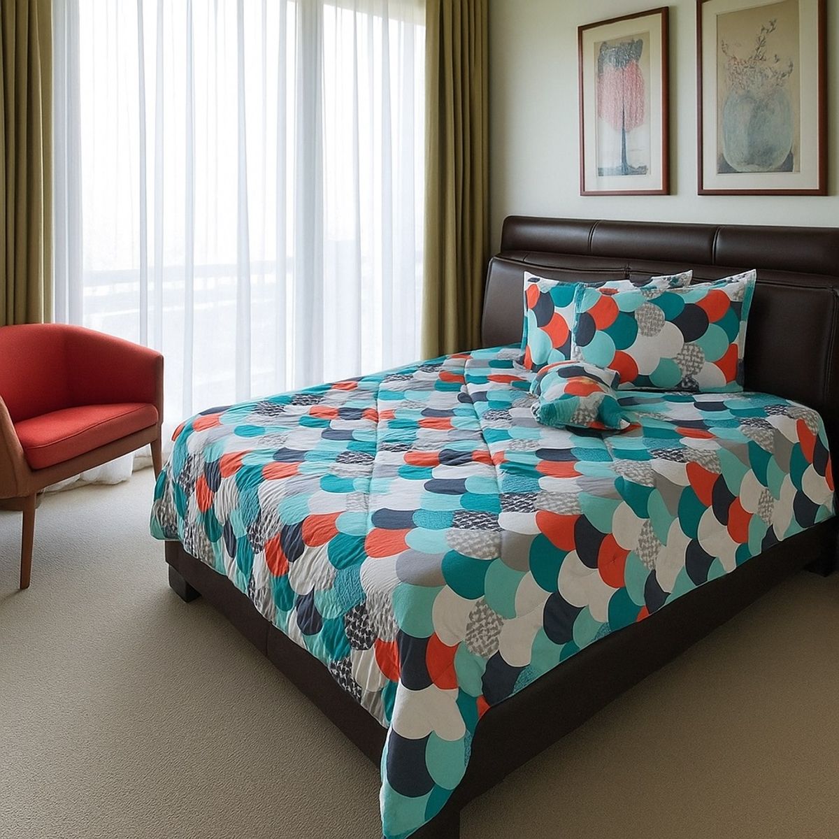 VOYPRE - Edredón Estampado-Unicolor Grueso Tamaño Doble Globos Colores - Blanco