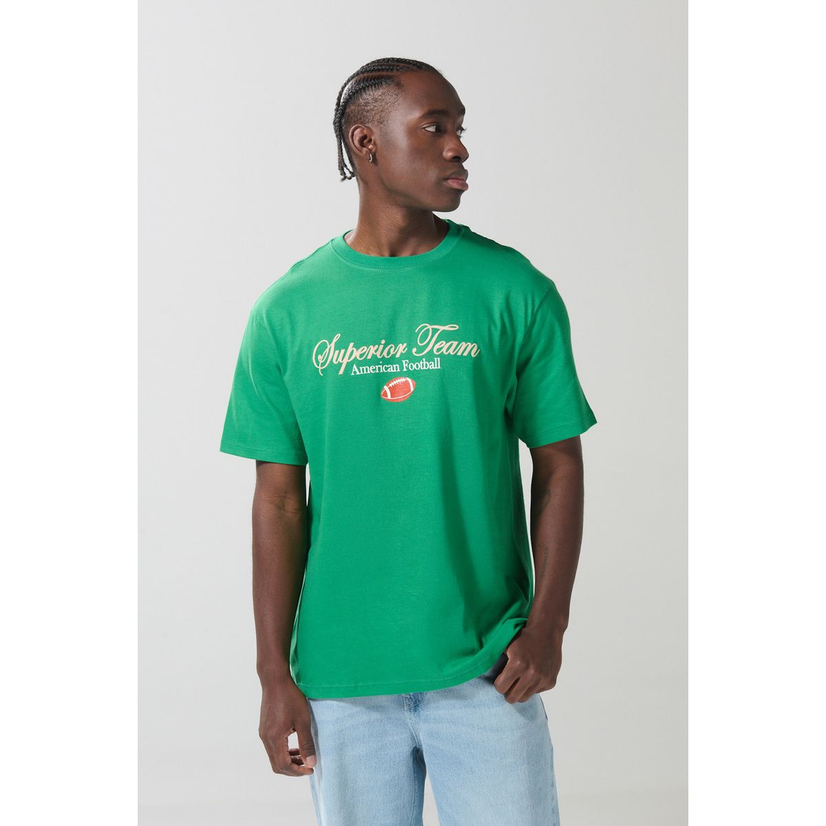 KOAJ - KOAJ Camiseta hombro rodado verde college con manga corta Hombre
