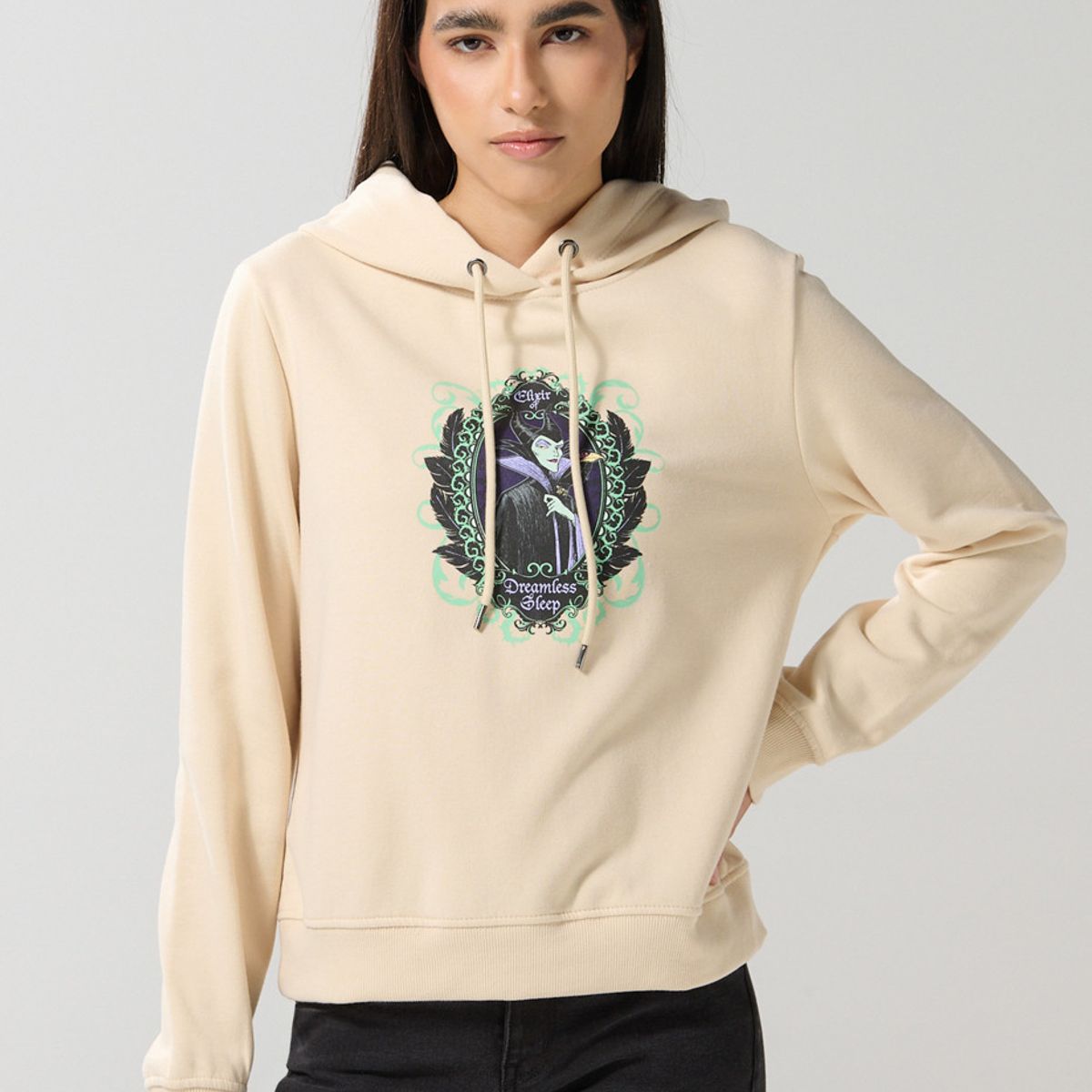 KOAJ - KOAJ Buzo kaki claro con capota y diseño de Maléfica en fren Mujer