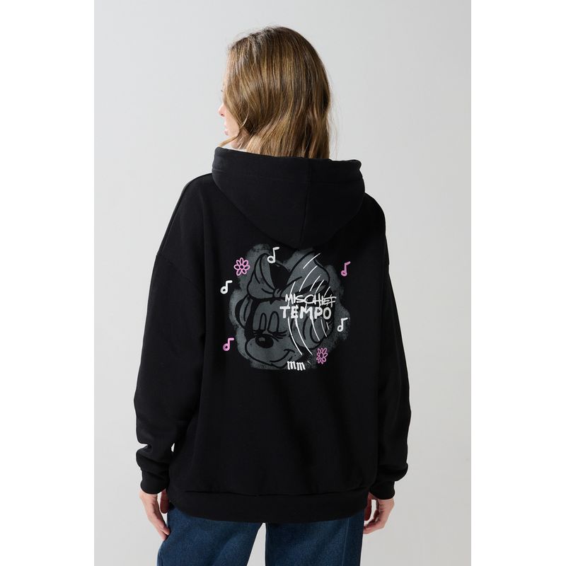 KOAJ - KOAJ Buzo oversize negro con capota y diseños de Minnie Mujer