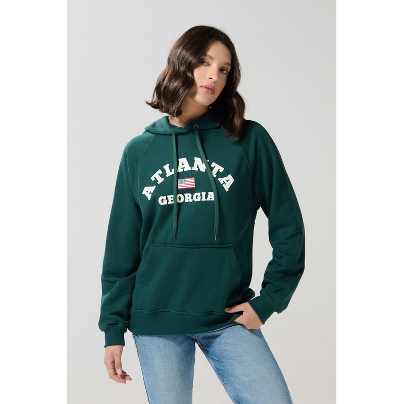 KOAJ - KOAJ Buzo college verde oscuro con manga ranglan y capota Mujer