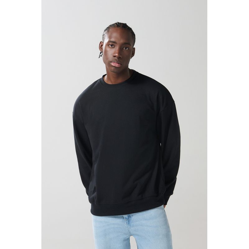 KOAJ - KOAJ Buzo unicolor cuello redondo con fit oversize Hombre