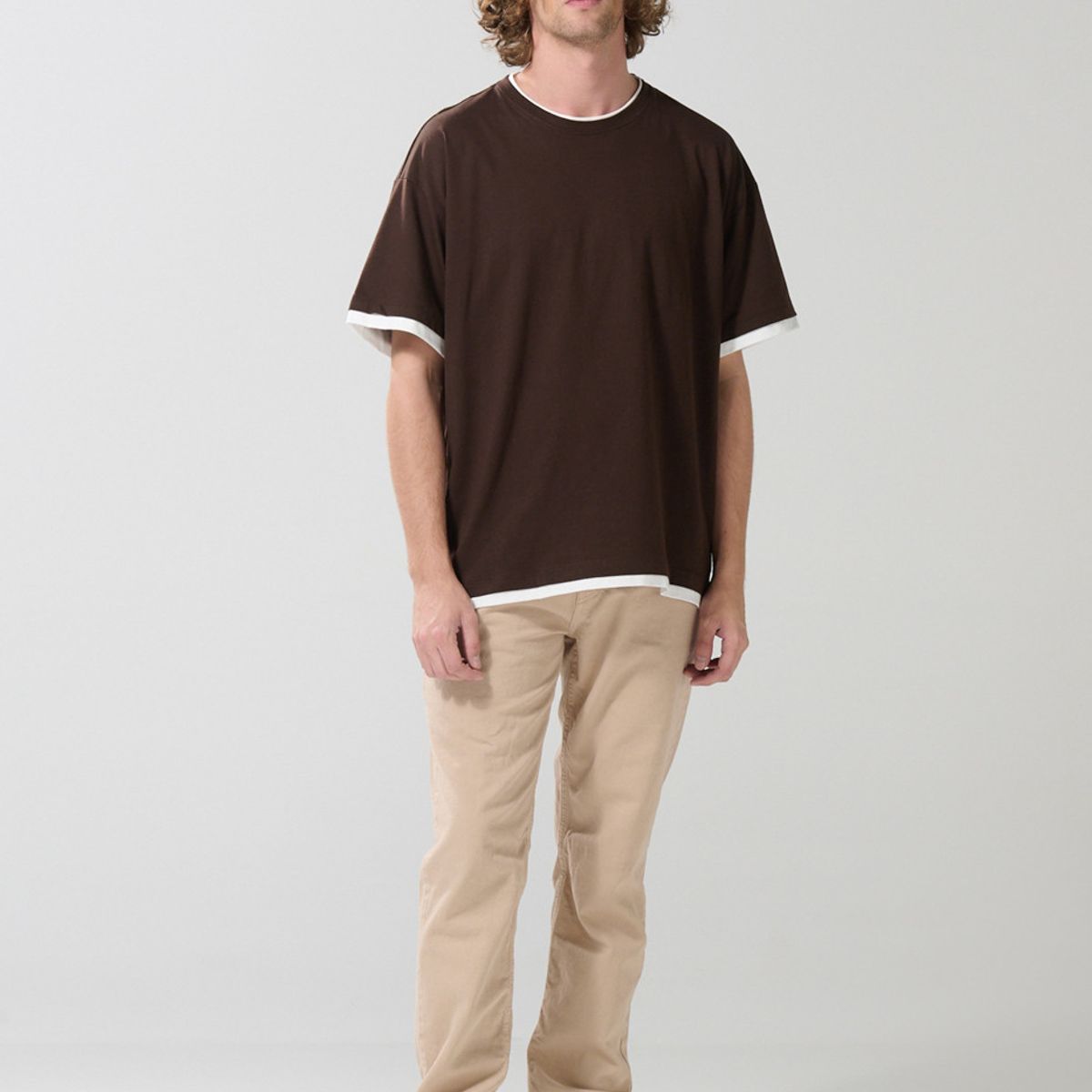 KOAJ - KOAJ Camiseta unicolor manga corta con contrastes oversize Hombre