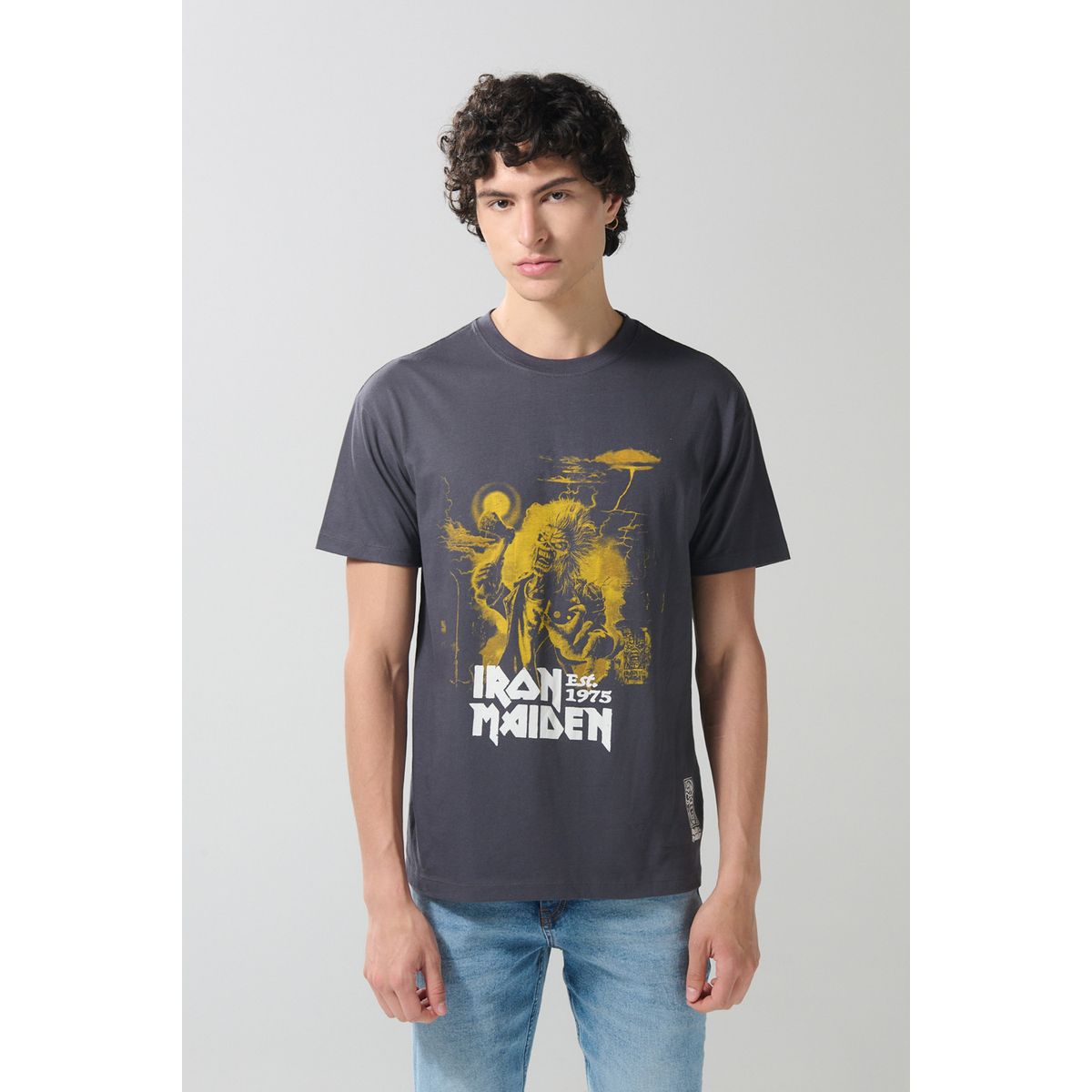 KOAJ - KOAJ Camiseta cuello redondo gris intensa de Iron Maiden Hombre