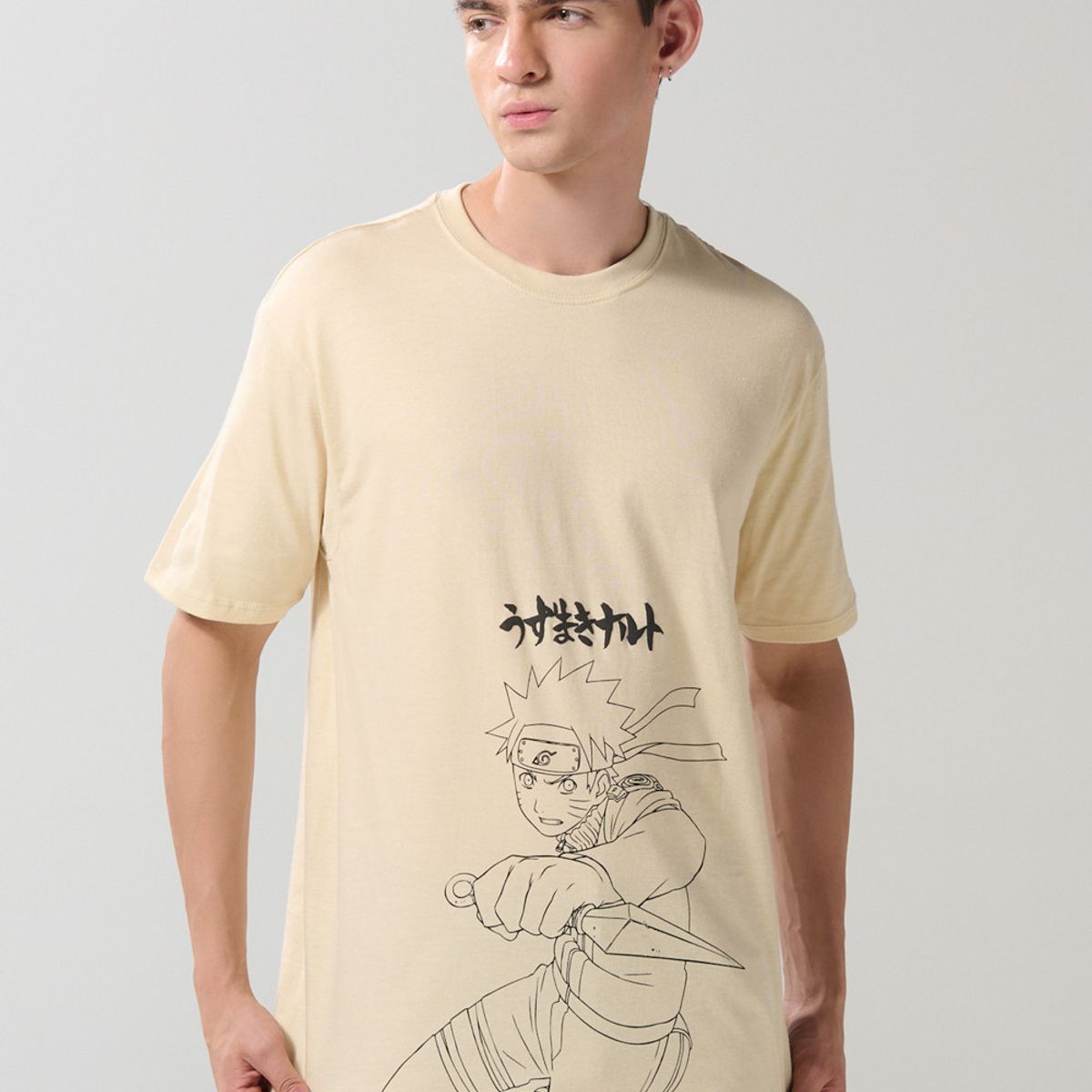 KOAJ - KOAJ Camiseta de Naruto unicolor con cuello redondo Hombre