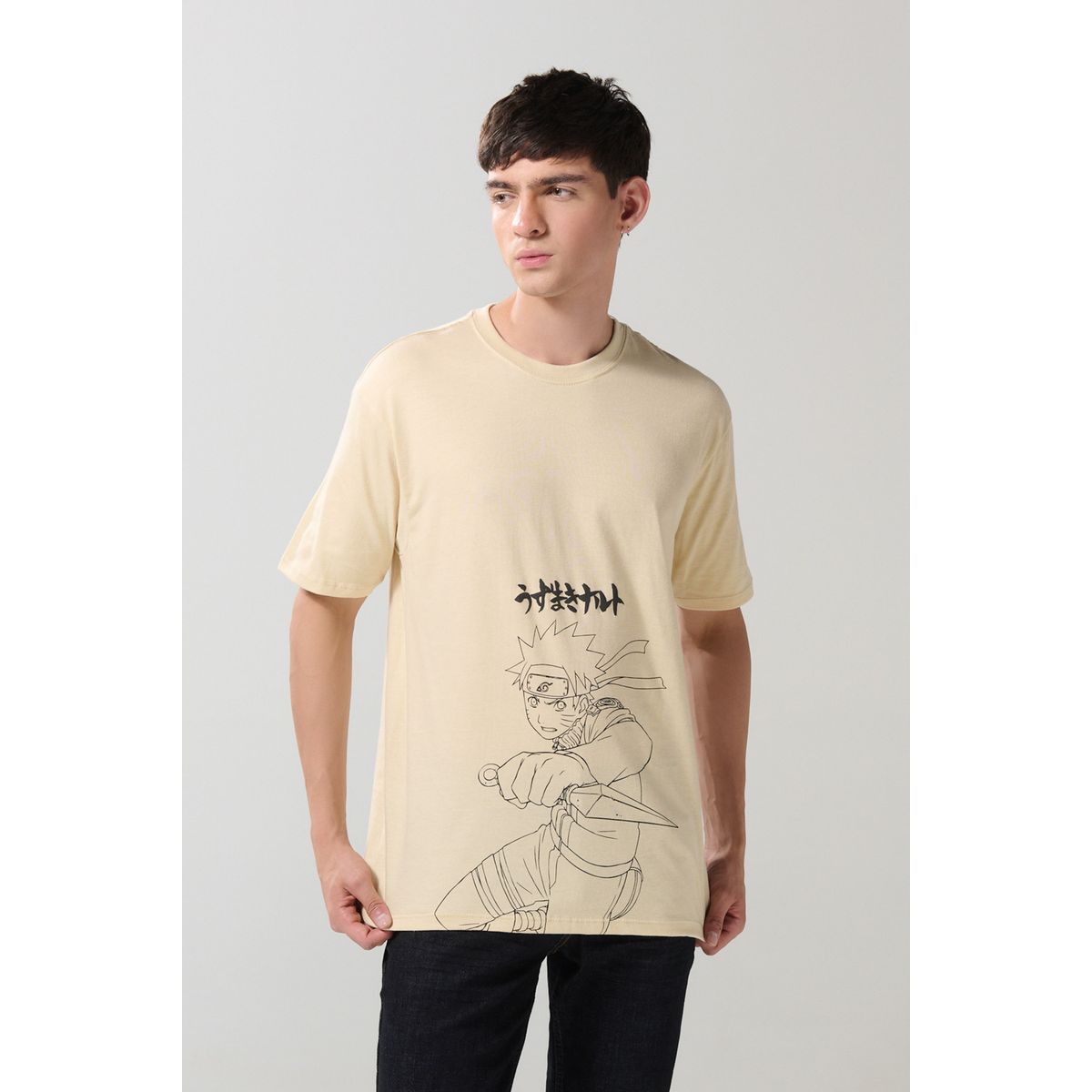 KOAJ - KOAJ Camiseta de Naruto unicolor con cuello redondo Hombre