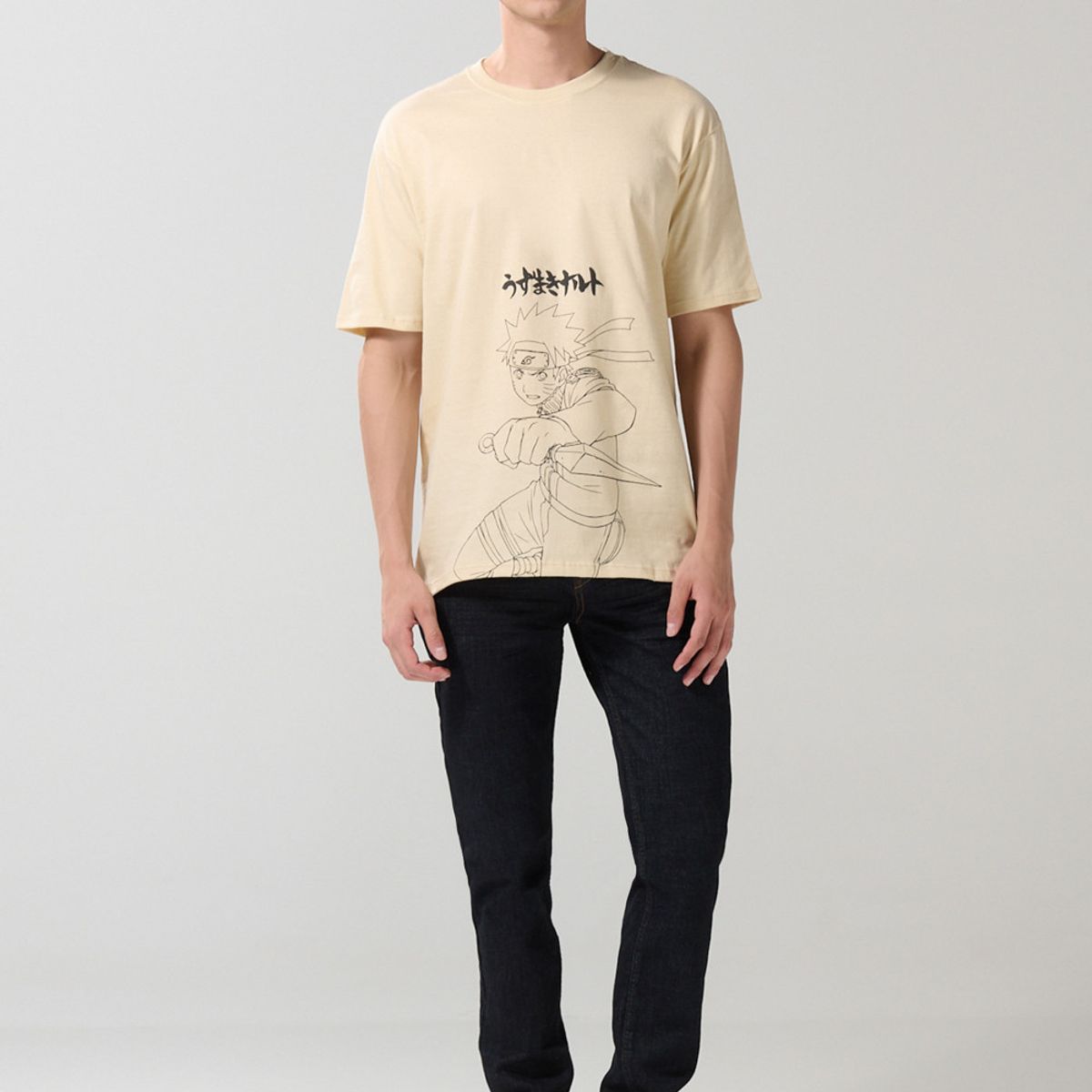 KOAJ - KOAJ Camiseta de Naruto unicolor con cuello redondo Hombre