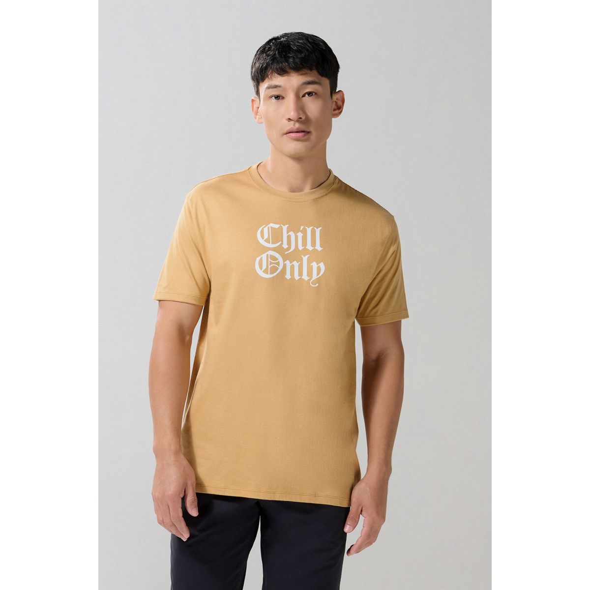 KOAJ - KOAJ Camiseta cuello redondo unicolor con texto en frente Hombre