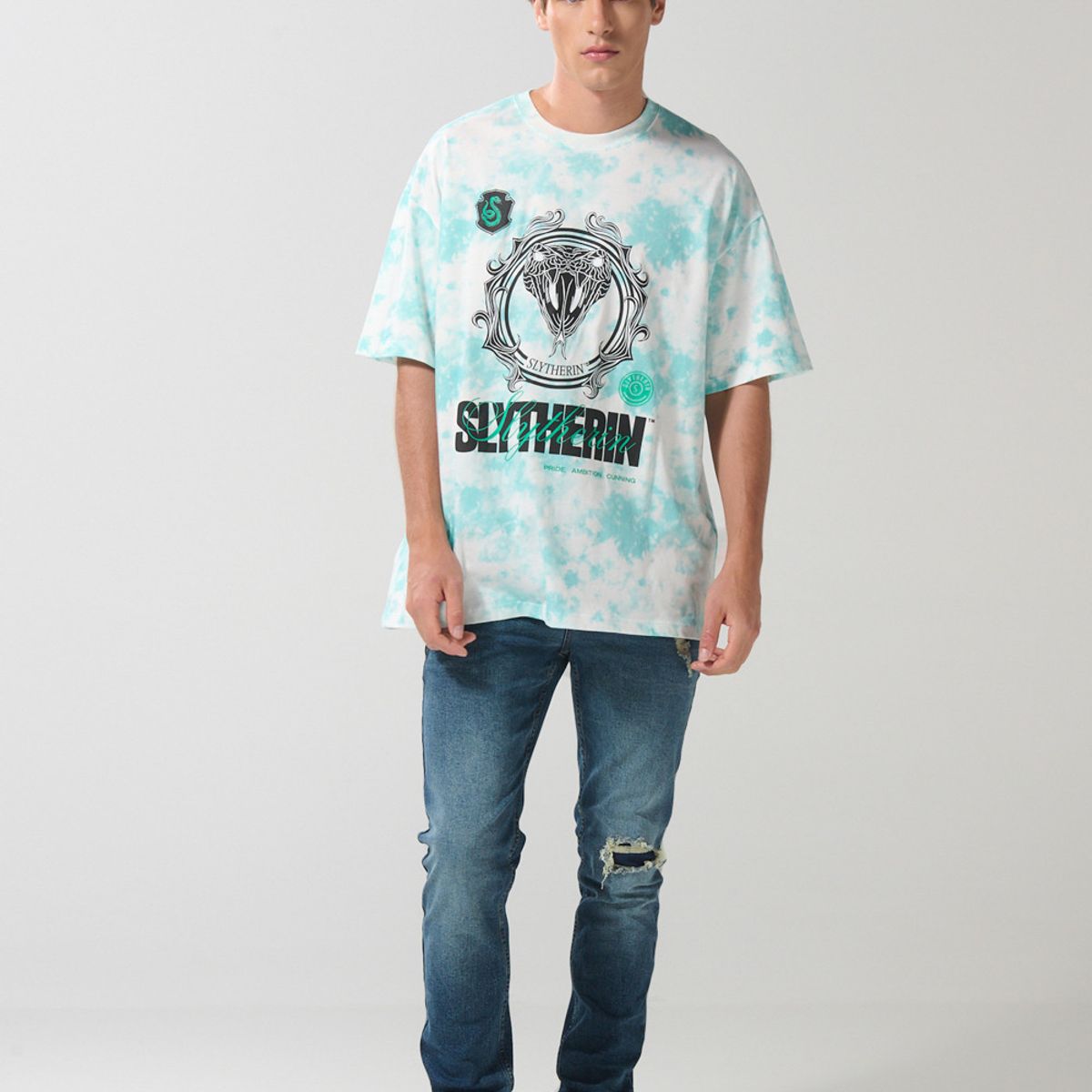 KOAJ - KOAJ Camiseta crema tie dye oversize de Harry Potter manga c Hombre