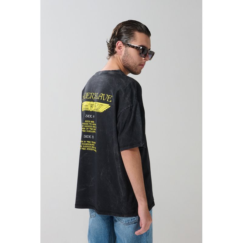 KOAJ - KOAJ Camiseta oversize de Iron Maiden negra con manga corta Hombre