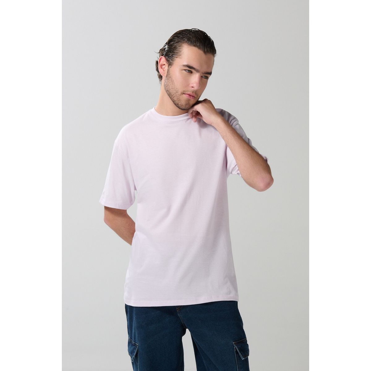 KOAJ - KOAJ Camiseta lila clara manga corta en algodón Hombre