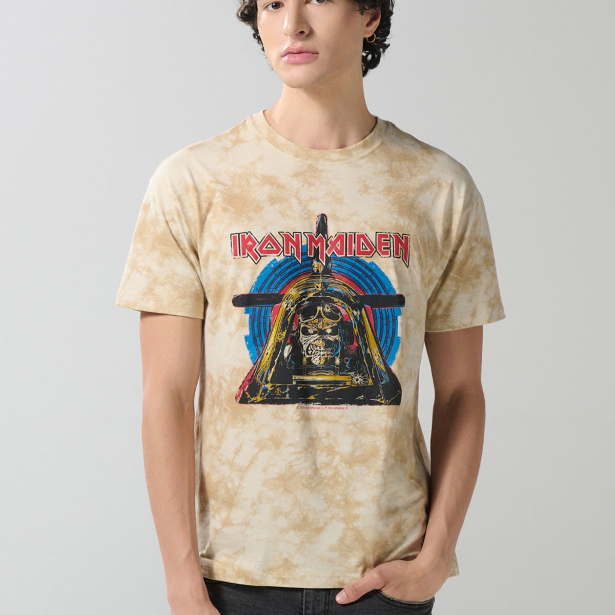 KOAJ - KOAJ Camiseta kaki clara tie dye de Iron Maiden manga corta Hombre