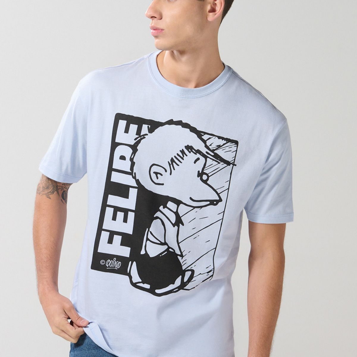 KOAJ - KOAJ Camiseta de Mafalda azul clara con manga corta Hombre