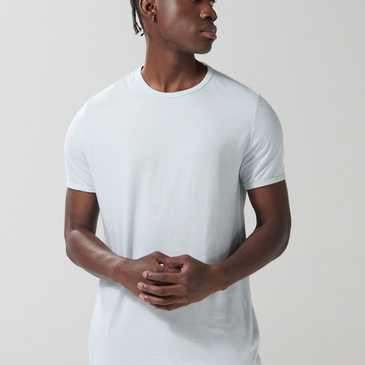 KOAJ - KOAJ Camiseta unicolor con puños y cuello redondo en rib Hombre