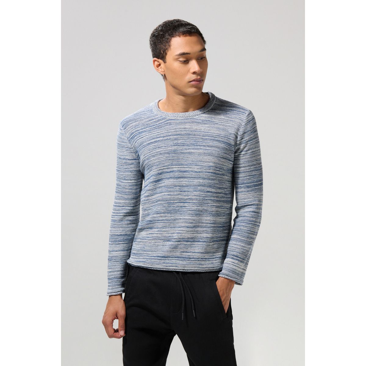 KOAJ - KOAJ Suéter unicolor con cuello redondo y bordes sueltos Hombre