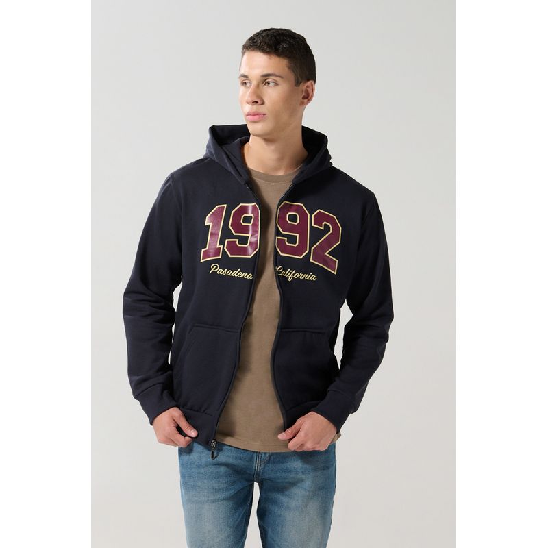 KOAJ - KOAJ Cardigan capota unicolor con estampado en frente estilo Hombre