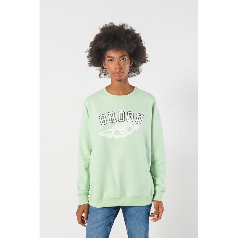 KOAJ - KOAJ Buzo cuello redondo verde oversize de The Mandalorian Mujer