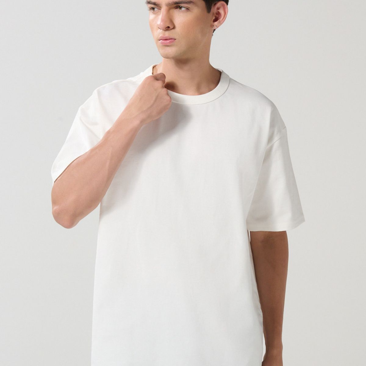 KOAJ - KOAJ Camiseta oversize unicolor cuello redondo en algodón Hombre