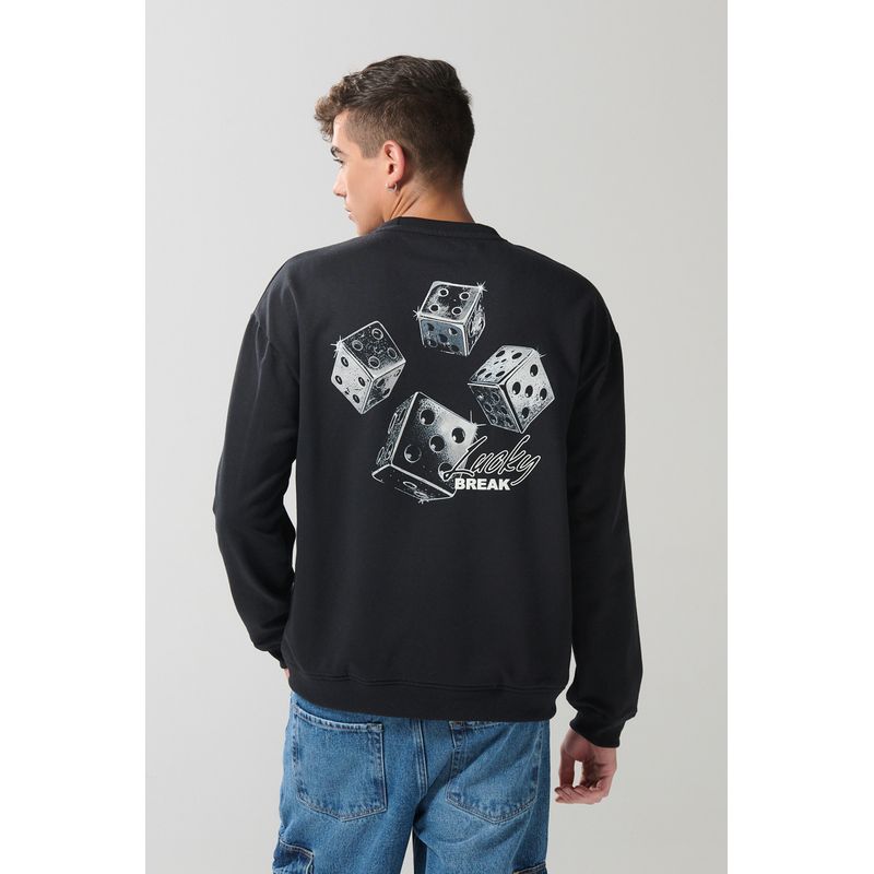 KOAJ - KOAJ Buzo cuello redondo oversize con estampado en frente y  Hombre