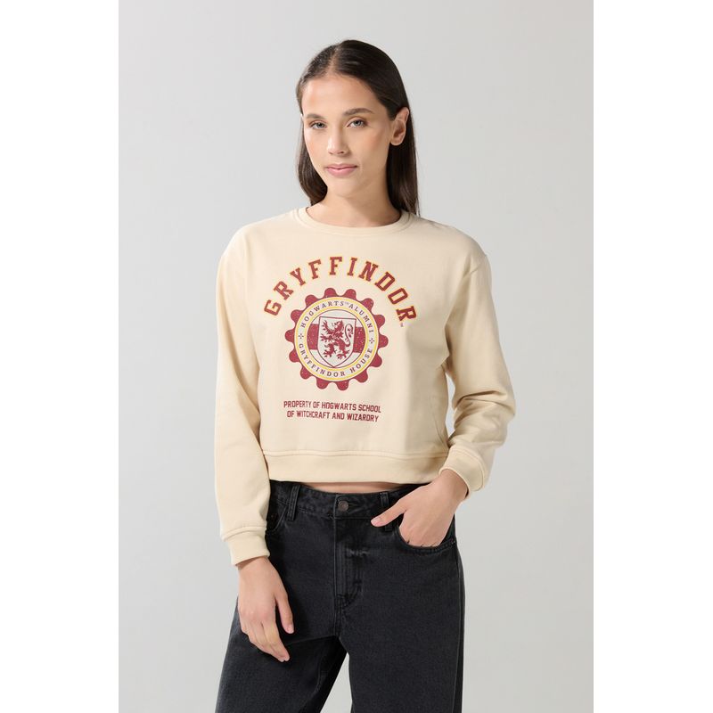 KOAJ Buzo kaki cuello redondo con estampado de Harry Potter Mujer