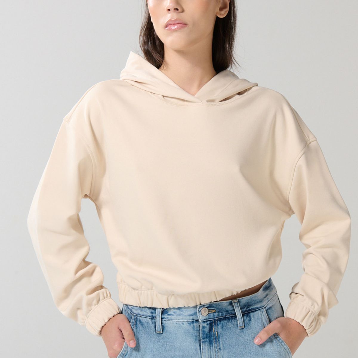 KOAJ - KOAJ Buzo unicolor perchado con elásticos y capota Mujer