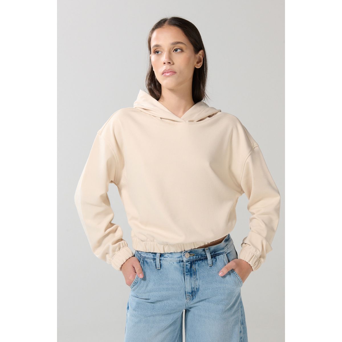 KOAJ - KOAJ Buzo unicolor perchado con elásticos y capota Mujer