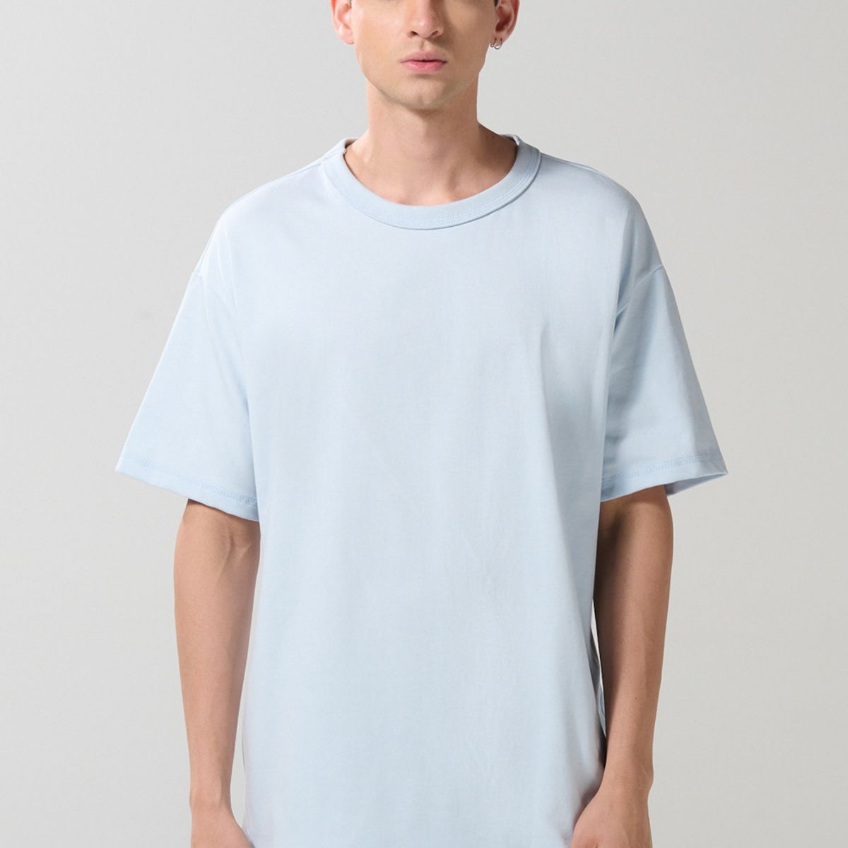 KOAJ - KOAJ Camiseta oversize unicolor cuello redondo en algodón Hombre