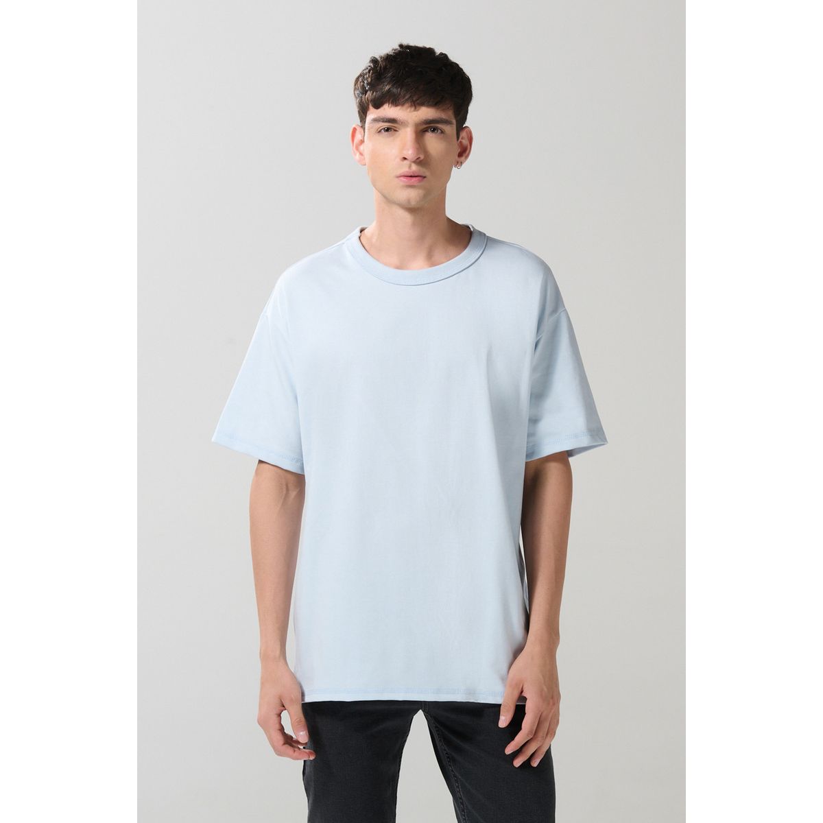 KOAJ - KOAJ Camiseta oversize unicolor cuello redondo en algodón Hombre