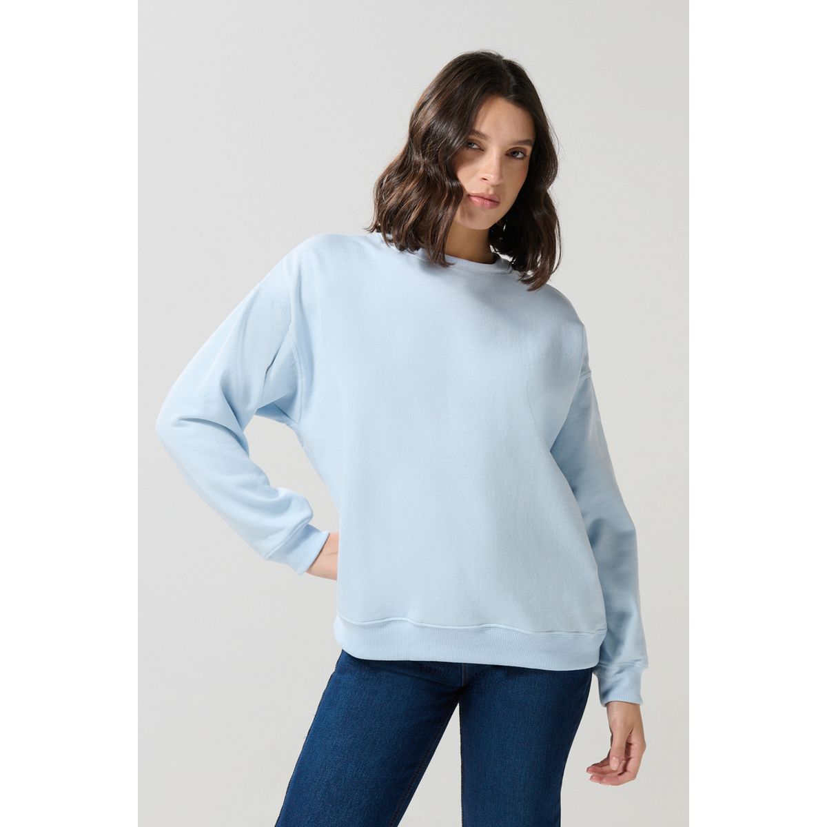 KOAJ - KOAJ Buzo oversize unicolor cuello redondo con manga larga Mujer