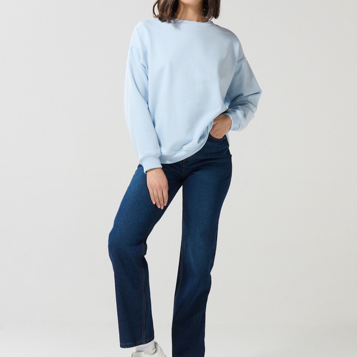 KOAJ - KOAJ Buzo oversize unicolor cuello redondo con manga larga Mujer