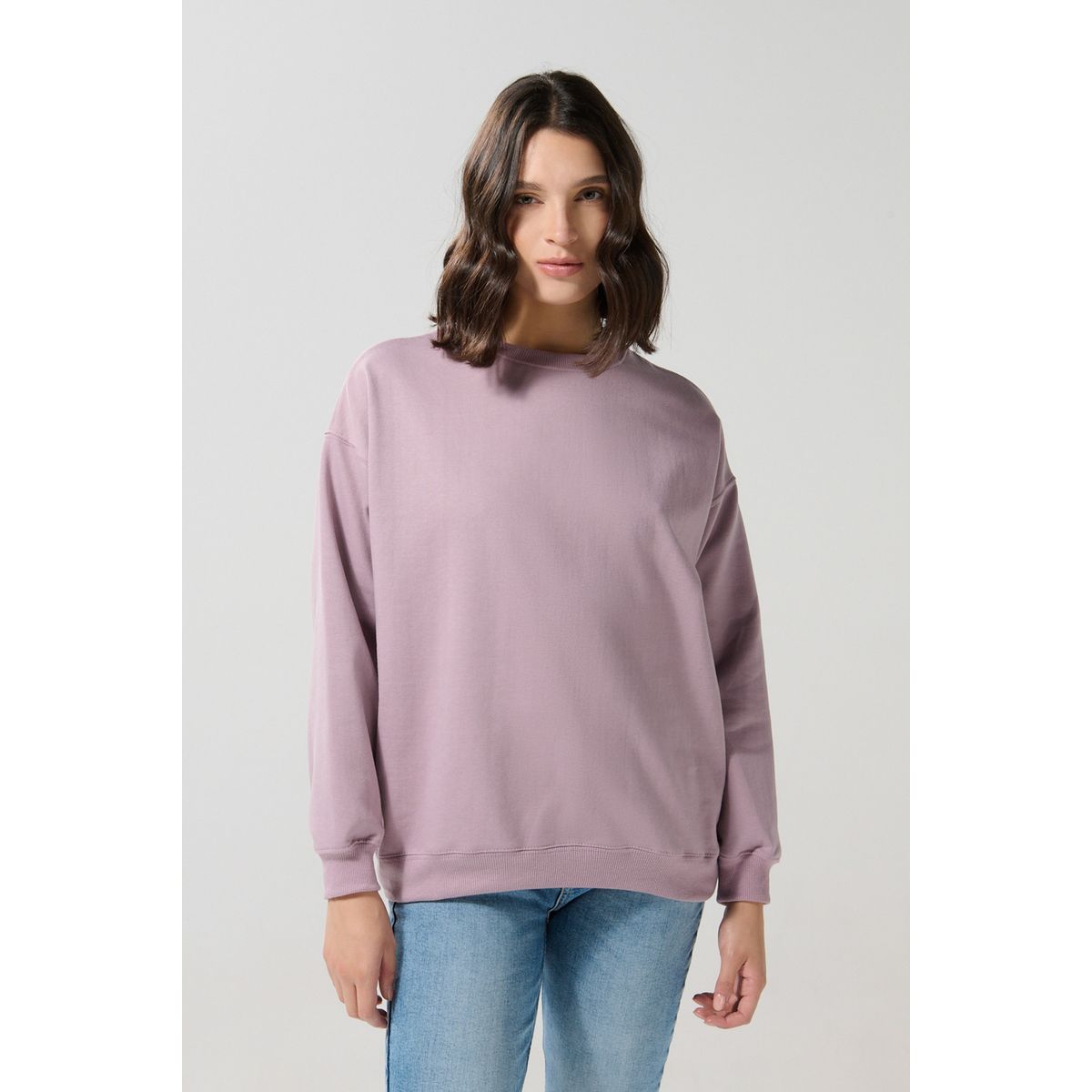 KOAJ - KOAJ Buzo oversize unicolor cuello redondo con manga larga Mujer
