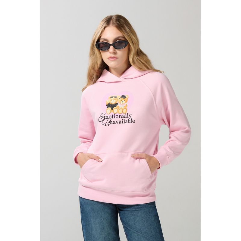 KOAJ - KOAJ Buzo unicolor oversize con capota y diseño de osito Mujer