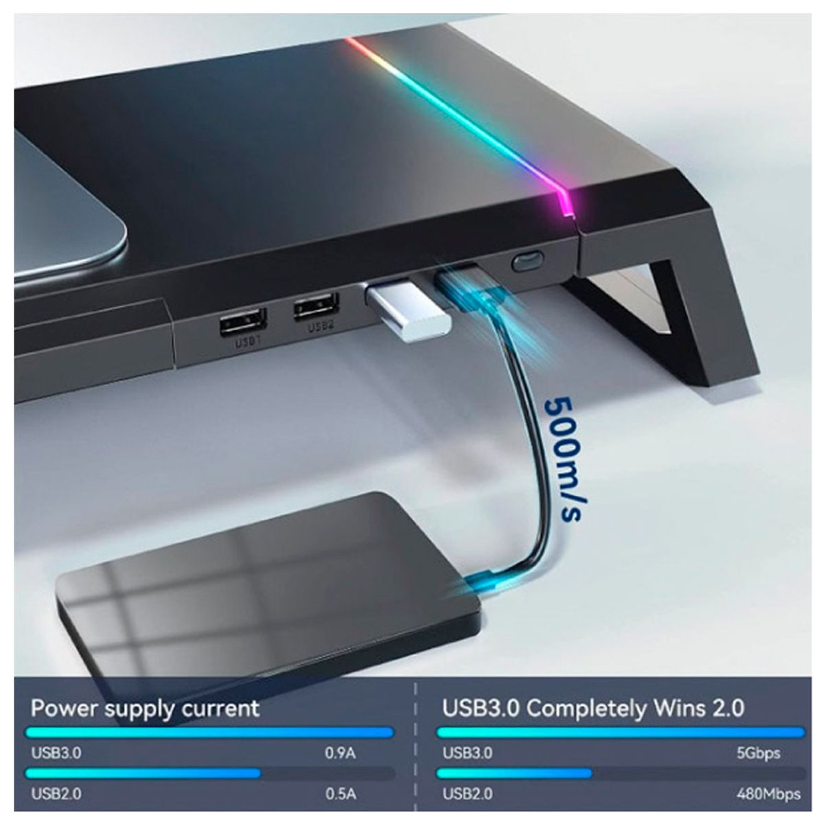 JYR TECHNOLOGY - Base Stand Para Monitor Gamer Hub Multipuerto Jyr  BRJR-016