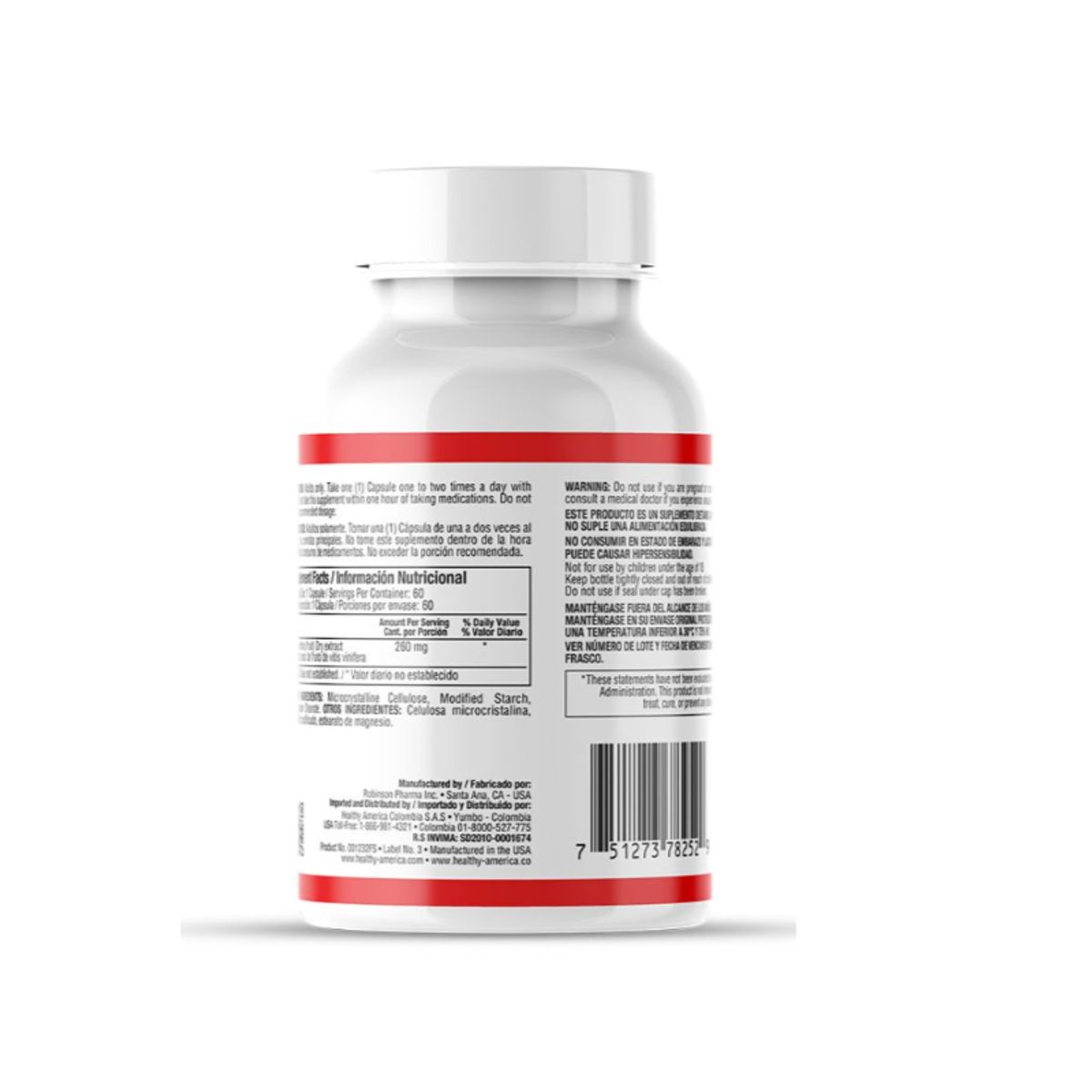 HEALTHY AMERICA - SUPLEMENTO RESVERATROL X 60 SOFTGELS/ RESWINE