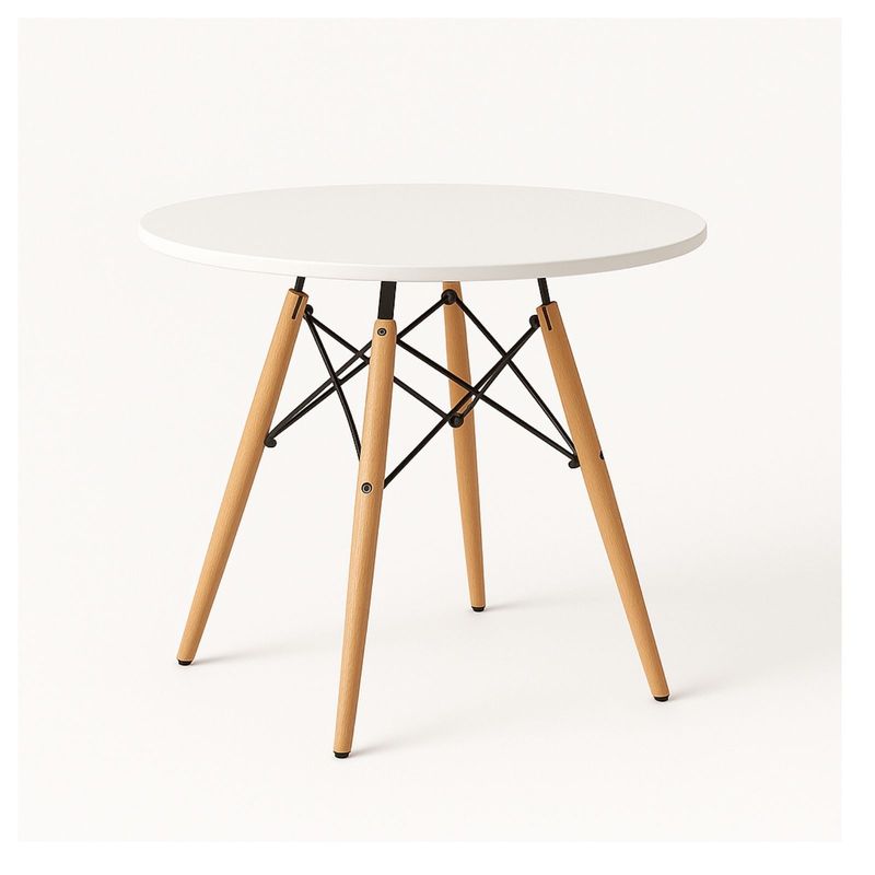 GENERICO - MESA EAMES REDONDA COMEDOR 80CM EN MADERA HAYA
