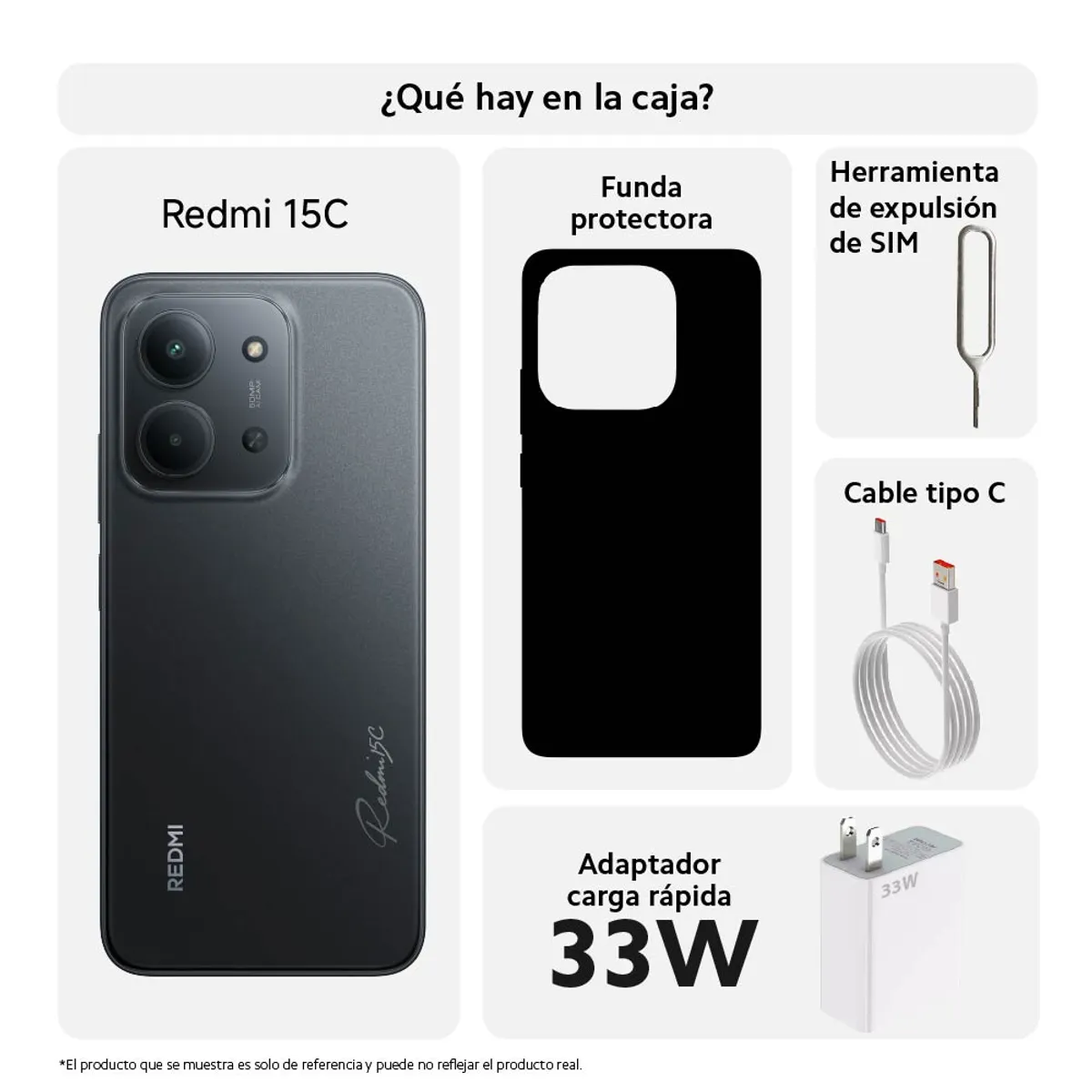 XIAOMI - Redmi 15C Black 4GB 128GB  Batería 6000mAh + Pantalla 69