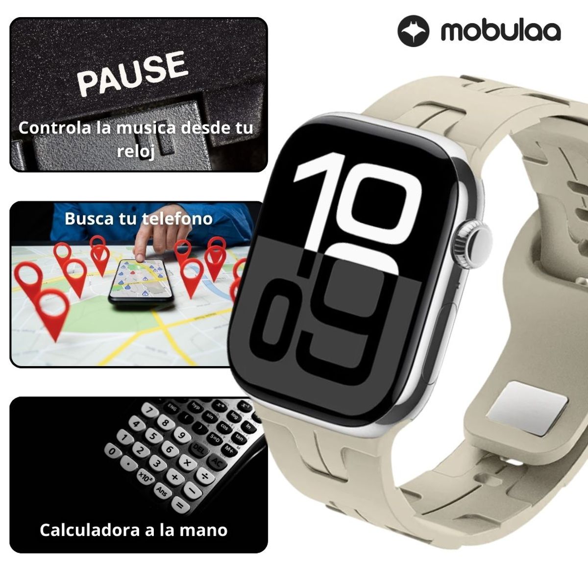 MOBULA - Reloj Inteligente Mobulaa H10 Pro Mini Dorado