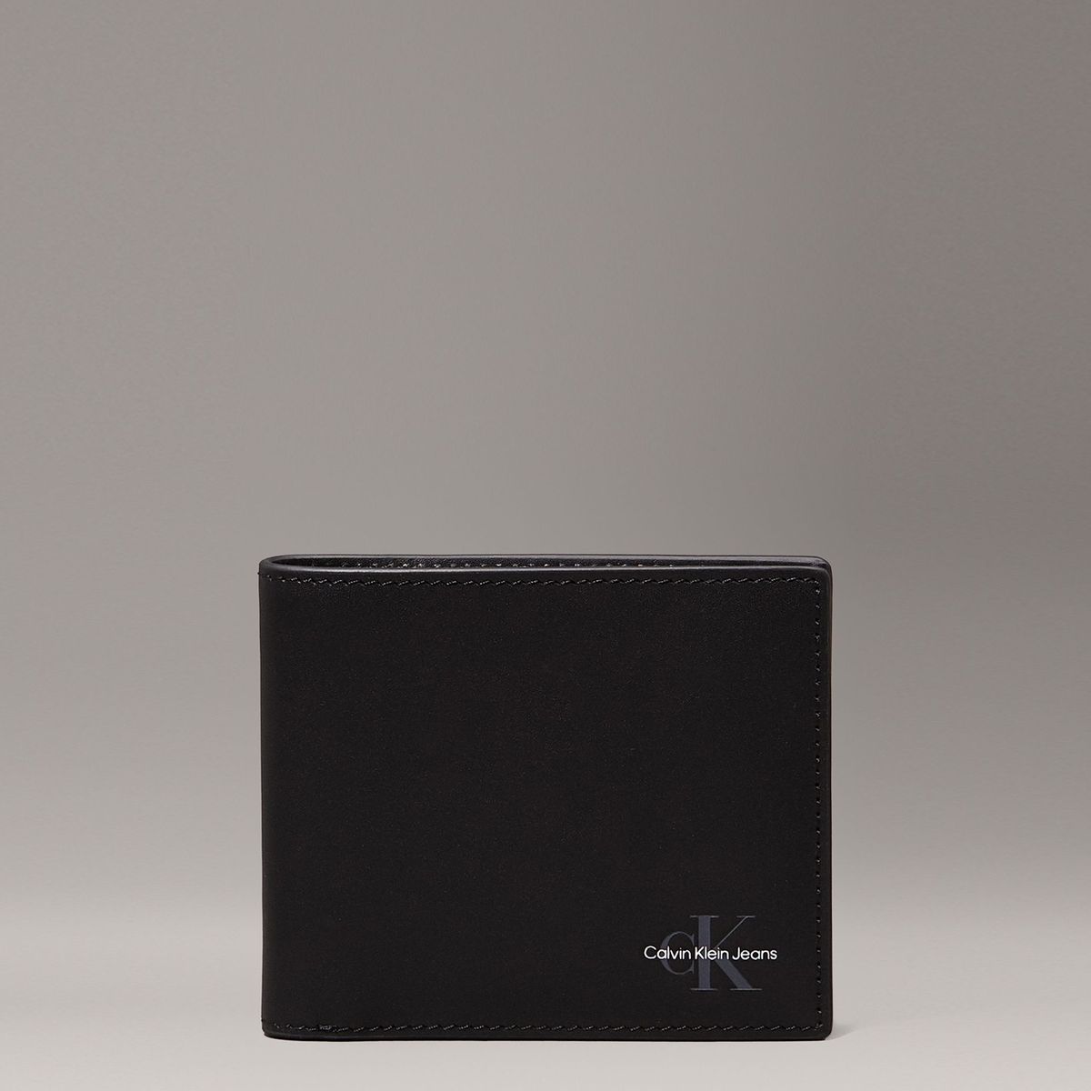 CALVIN KLEIN - Billetera negra Mono Logo Bifold de cuero Calvin Klein